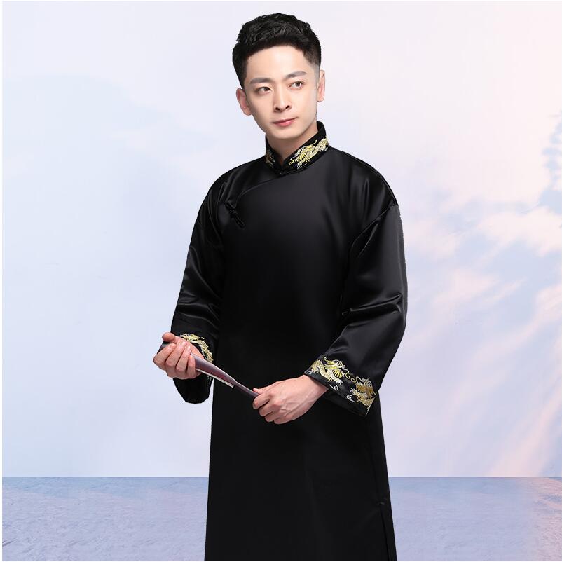 New traditional Chinese costume Men Cheongsam embroidered gown male Hanfu Tang suit outfit Republic of China Gown Dress ethnic clothing
