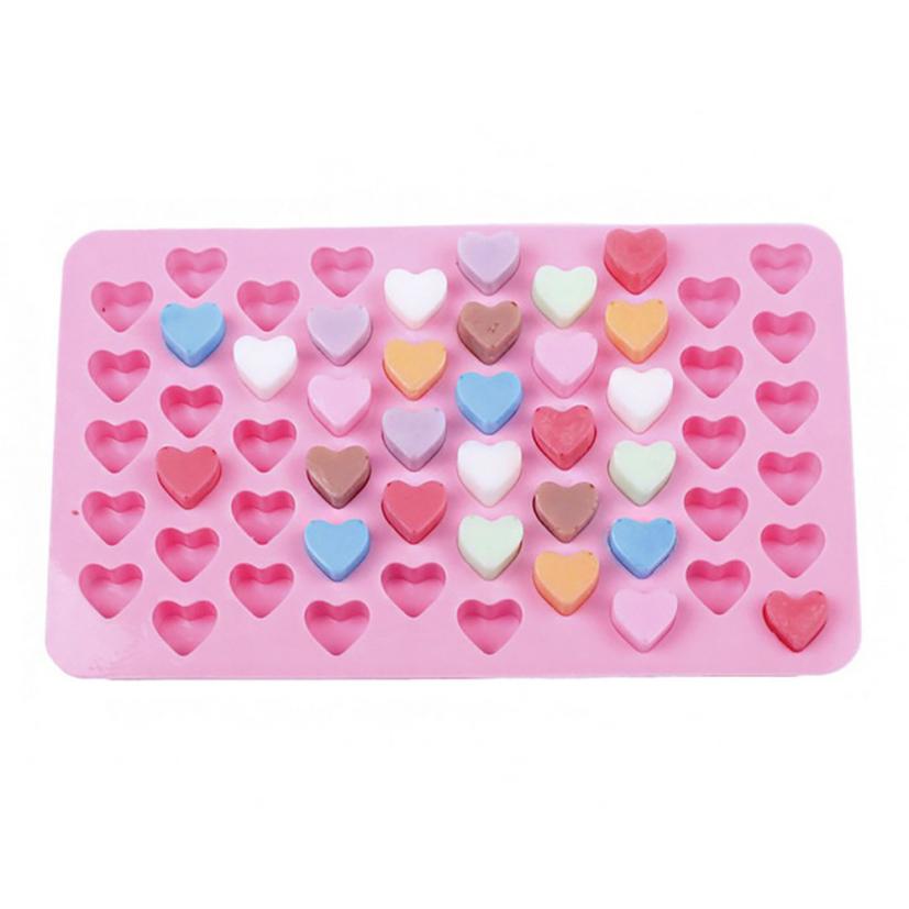Saingace 55 Mini Cavity Silicone Cake Chocolate Candy Mould Heart Form Bake Tool DIY Home Use Pink Happy Sale ap522