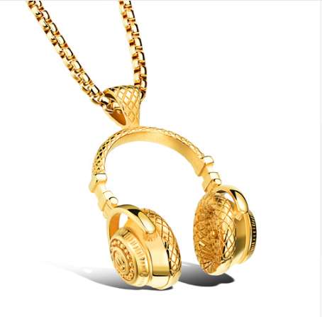 Hip Hop Jewelry Men Necklace Stainless Steel Music Headphone Pendant Necklaces 2018 Fashion Cool Gifts Mens Jewellery Collier