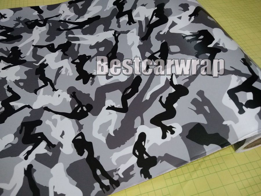 Snow Girl Printed Camouflage Vinyl For Car & Truck Wrap styling Covering Film with air release / Bubble Freea 1,52x10m/20m/30m Roll