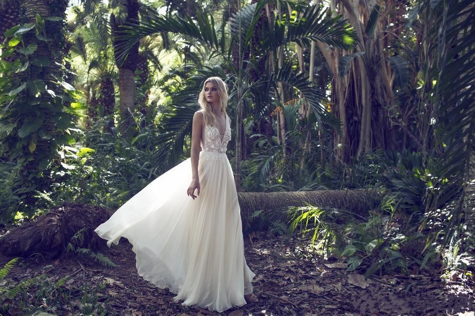 limor rosen wedding dresses 3d floral appliques sleeveless v neck a line bridal gowns lace vintage low back beach dresses