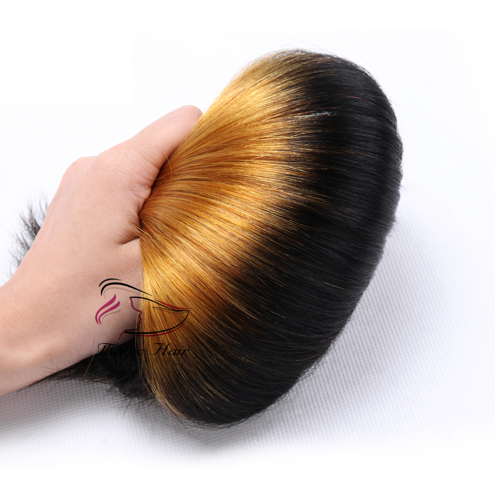 9A Hot Sale High Quality Ombre Fox Color Human Hair Brazilian Double Drawn Fumi Hair Bundles Double Drawn Curvy Straight