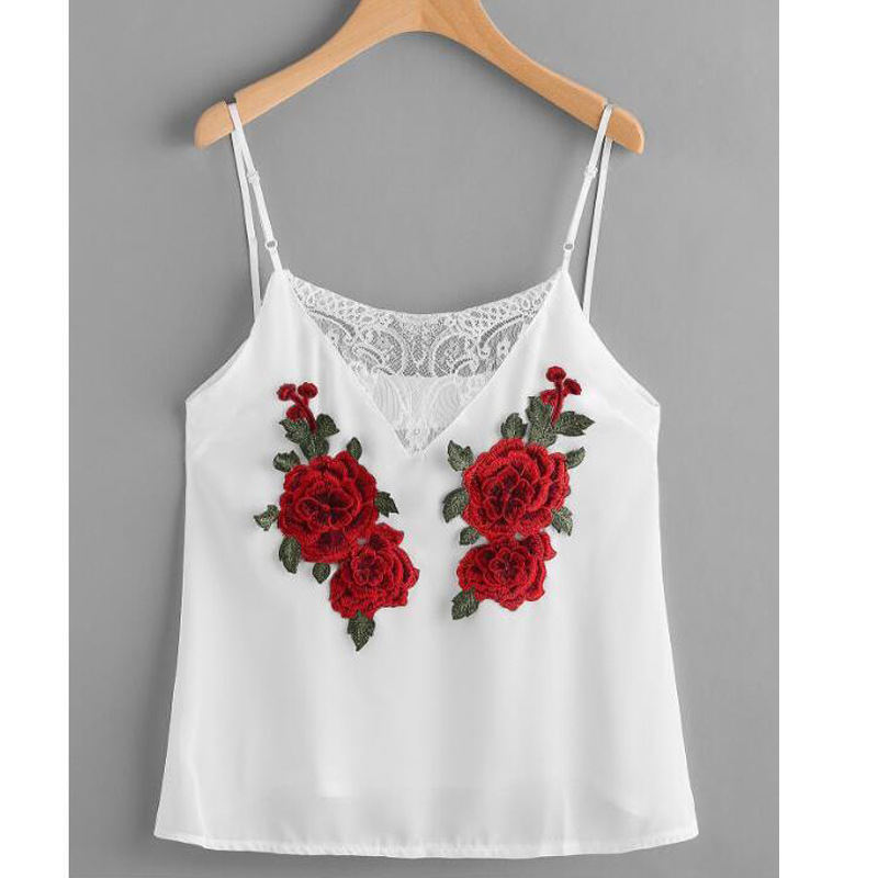Camisoles & Tanks Rose Embroidery Lace Fashion Women Underwears Chiffon Spaghetti Strap Tops White Tees
Camisoles & Tanks Rose Embroidery Lace Fashion Women Underwears Chiffon Spaghetti Strap Tops White Tees
