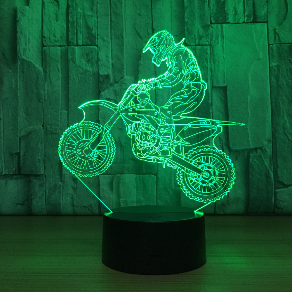 Novelty 3D Table Lamp LED Motocross Bike Night Lights USB 7 Colors Sensor Desk Lamp Holiday Gifts