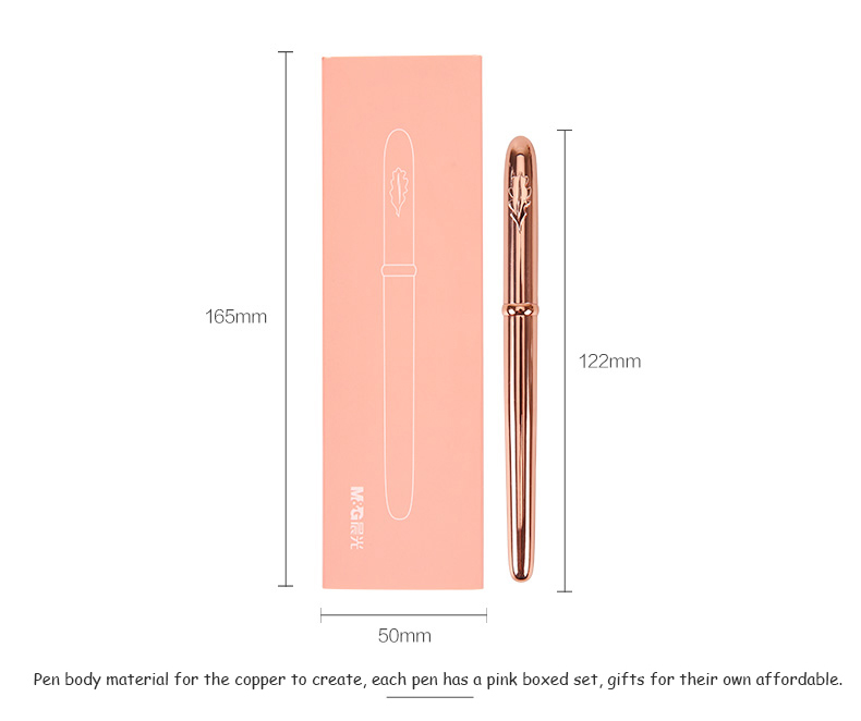 Fashion Elegant Rose Gold 0.5mm Fountain Pen with Gift Box High-end Metal Ink Pens for Student and Women Writing Stationery