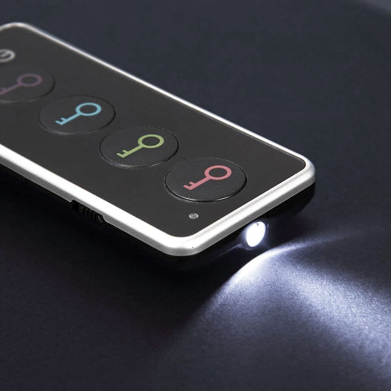 Smart GPS Tracker with LED Flashlight Functionality - Compact Wireless RF Locator Kit Including Four Receivers