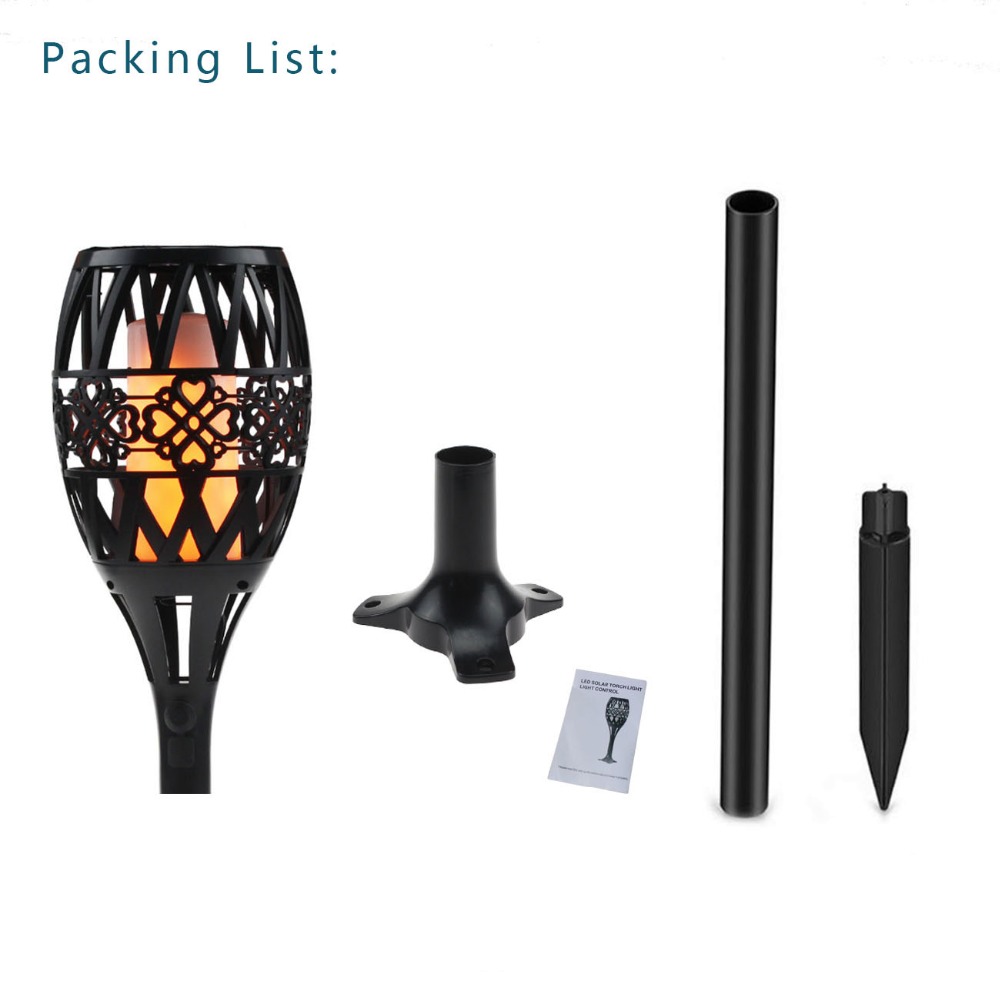 Solar LED Flame Torch Light Waterproof 96LEDs Dancing Flickering Light Control Outdoor Solar LED Fire Lights Garden Decoration