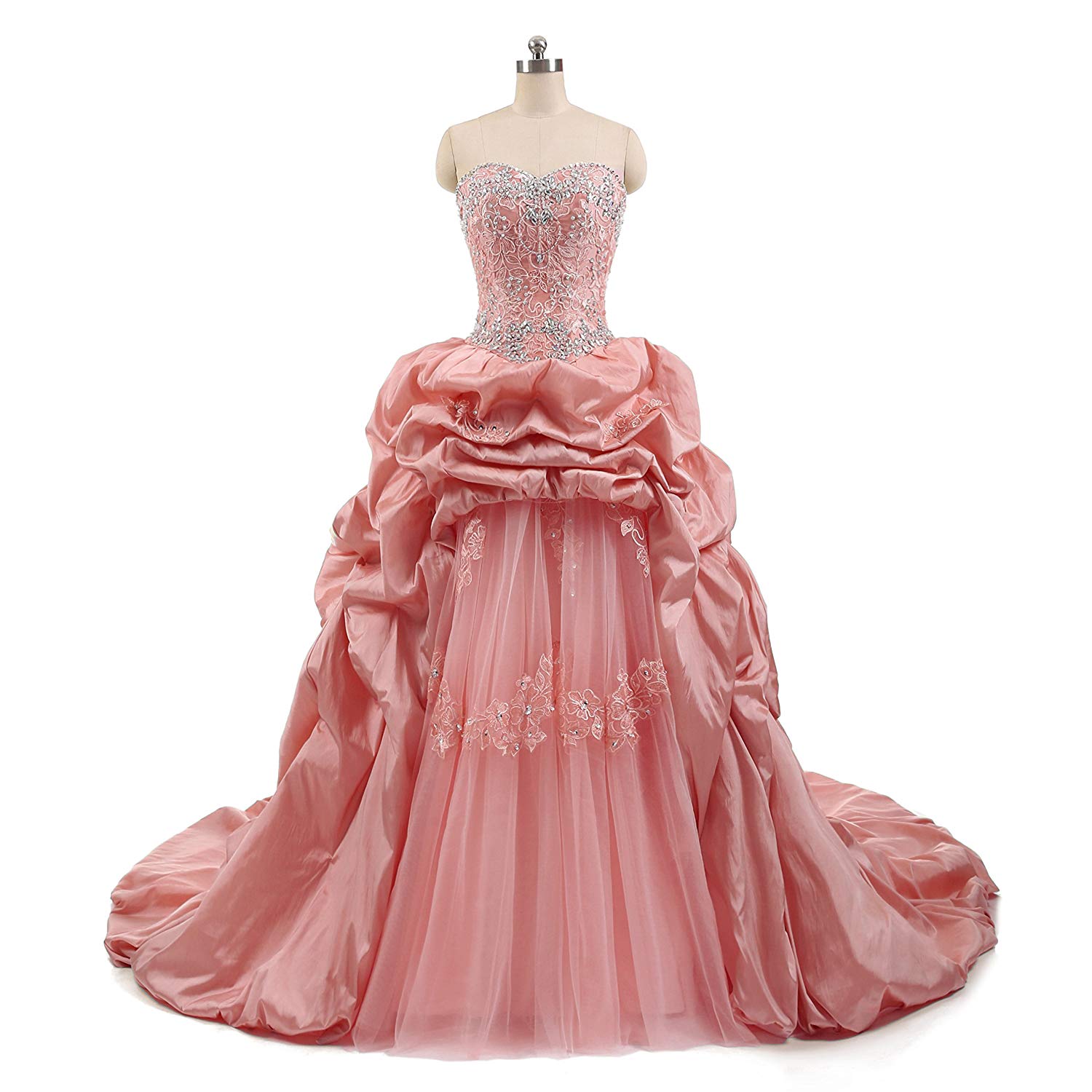 2018 New Hot Sale Sexy Sweetheart Lace Beaded Long Quinceanera Dresses Sweet 16 Prom Party Prom Gown