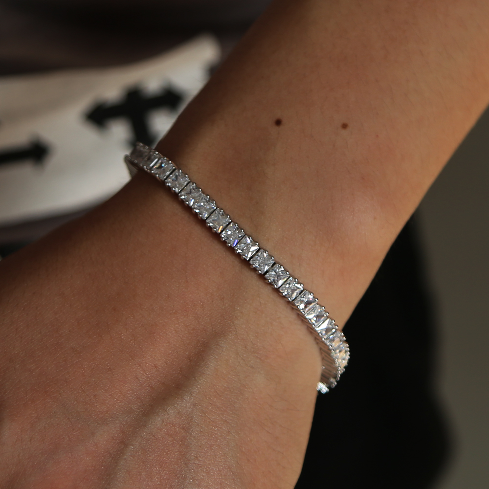 iced out sparking bling mens jewelry wedding engagement gift cz diamoond square tennis chain boy men bracelet bangle