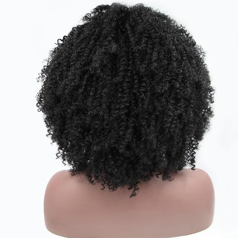 Hotselling short curly wigs for black women Afro Curly wigs Heat Resistant Japanese Fiber Black Synthetic Lace Front Wig with Bangs