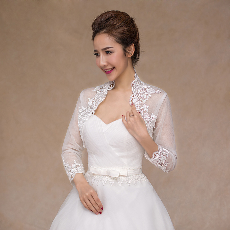 2018 New Ivory Summer Lace Bridal Boleros Long Sleeves Women Ladies Wedding Jackets Plus Size For Wedding Party Christmas Day
