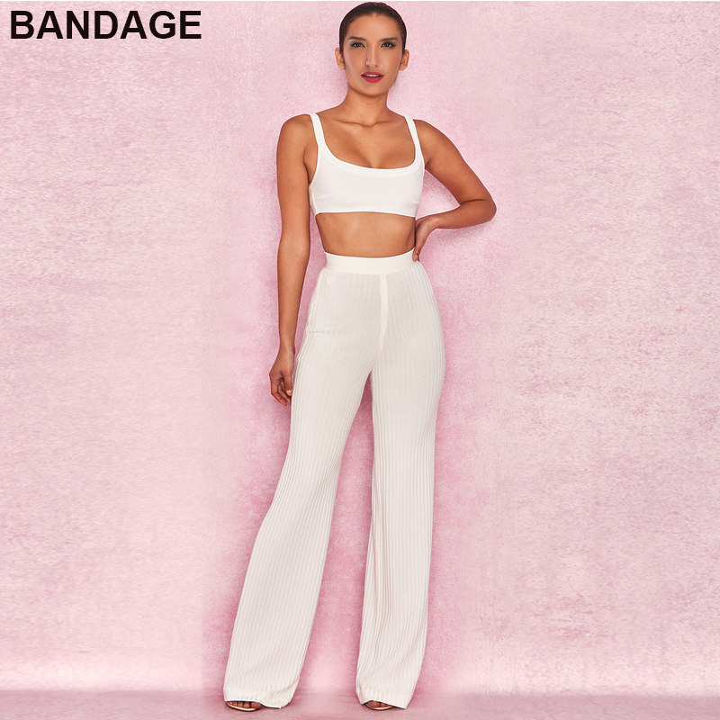 2018 Summer White Bandage Two Piece Pants Set with Crop Top Sleeveless Square Neck Leggings Cheap Wide Leg 2 Piece Trouser Set, As pic
2018 Summer White Bandage Two Piece Pants Set with Crop Top Sleeveless Square Neck Leggings Cheap Wide Leg 2 Piece Trouser Set, As pic