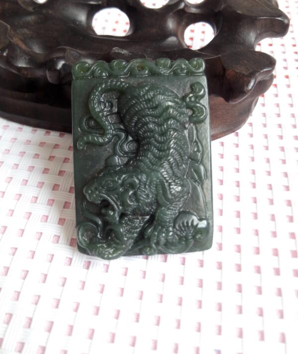 China's xinjiang hetian jade tiger pendant with free shipping D3, Silver