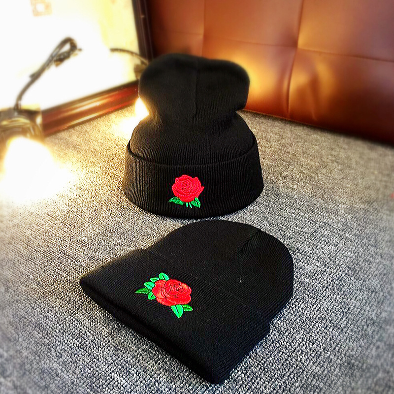 Women Winter Hat with Embroided Rose Flower Solid Black Knitted Beanie Knitted Skullies Caps for Female Winter Hats for Women
Women Winter Hat with Embroided Rose Flower Solid Black Knitted Beanie Knitted Skullies Caps for Female Winter Hats for Women