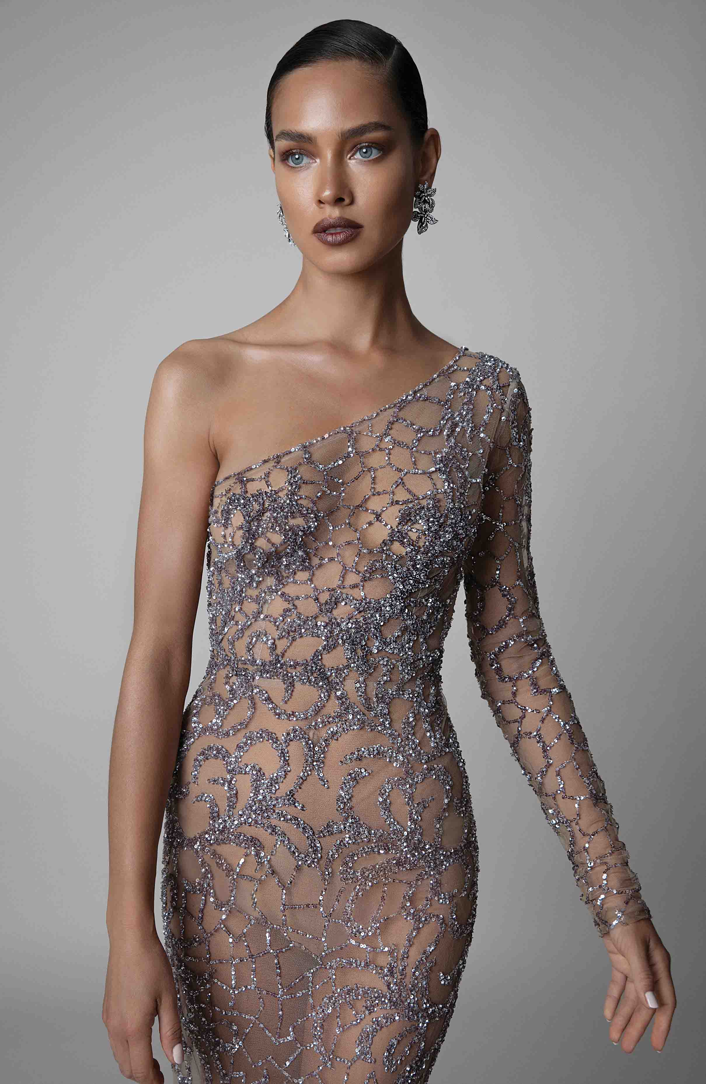 berta elegant evening dresses major beading one shoulder back slit mermaid prom dress floor length backless party gowns