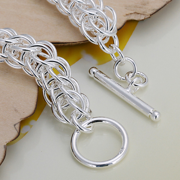 Full circle TO bracelet sterling silver plated bracelet ; Free shipping men and women 925 silver bracelet SPB016