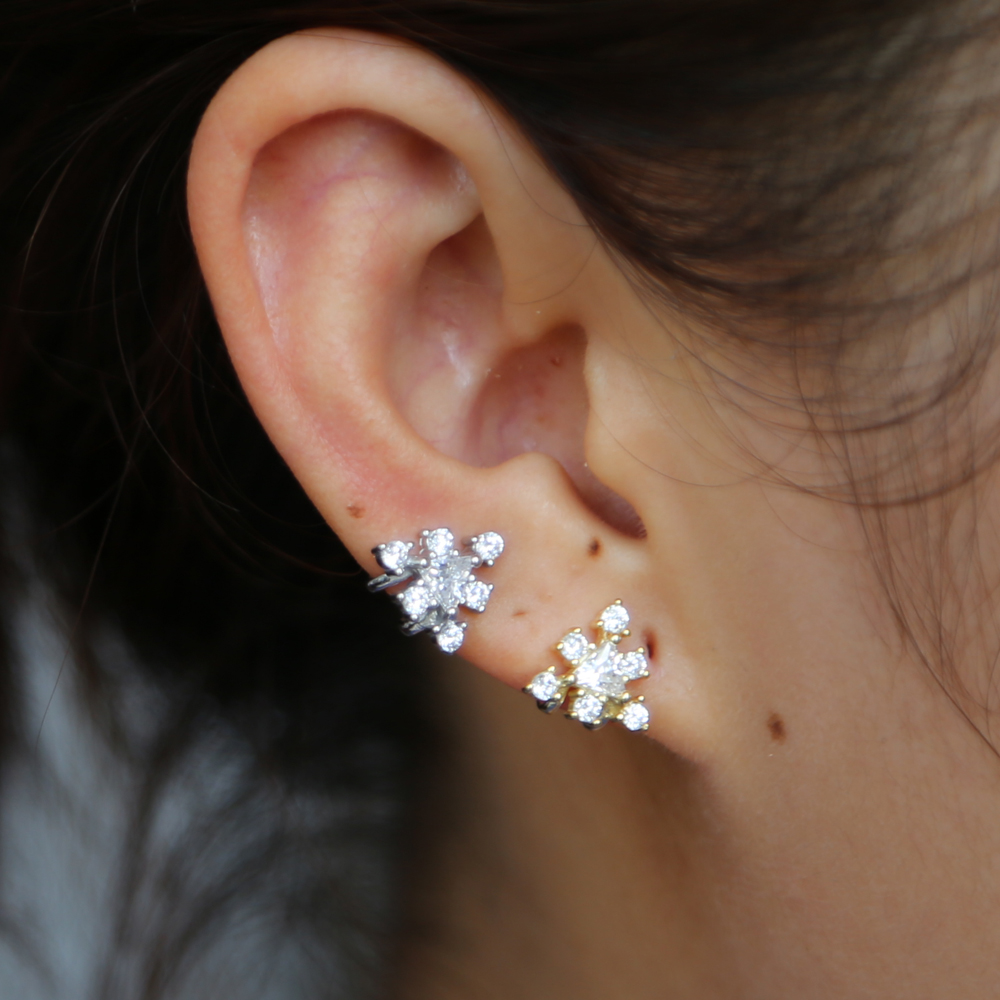 925 sterling silver triangle cz cuff earring no piercing diamond cuff for women girl gift sparking bling CZ cluster new design earrings