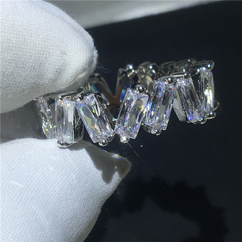 Fashion Tennis ring T shape 5A Cz Sona Stone 925 Sterling silver Engagement wedding band ring for women Finger Jewelry
