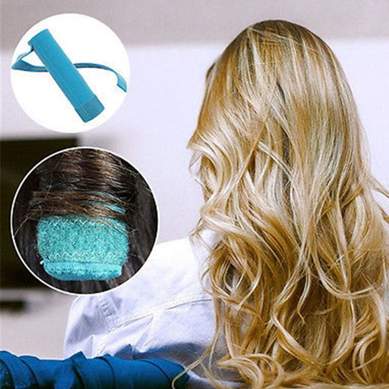 8pcs Hair Rollers Sleep Styler Kit Long Cotton Curlers DIY Styling Tools Blue Color Magic Hair Dressing Charming Hairstyle