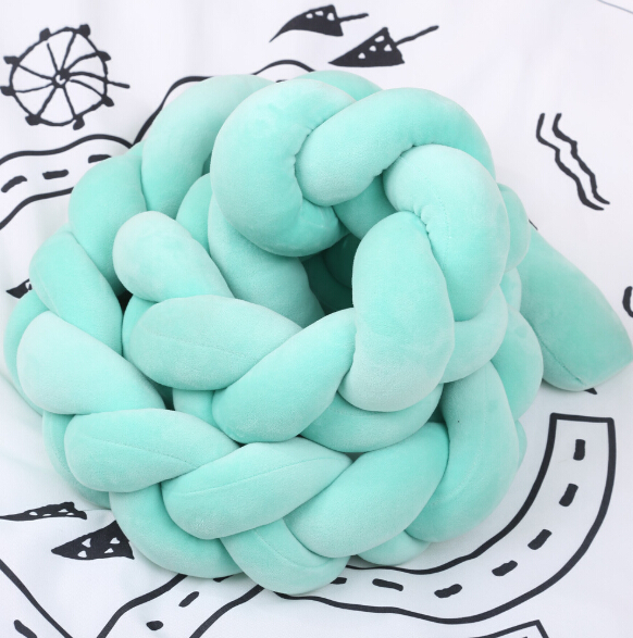 Weaving Strip Knotted Ball Pillow Baby Bed Bumper Decorative Cushions Nordic Style Handmade Children Room Kids Stuffed Toys