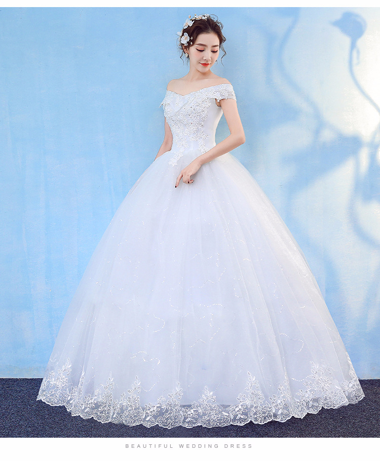 Korean Lace Up Ball Gown V Neck Off the Shoulder Wedding Dresses 2018 New Fashion Customized Plus Size Bridal Dress Real Photo