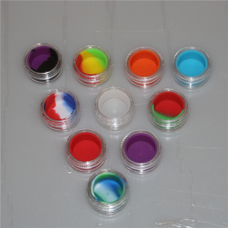 Acrylic silicon container 3ml wax concentrate silicone containers ABS non-stick dab bho oil jars tool storage jar