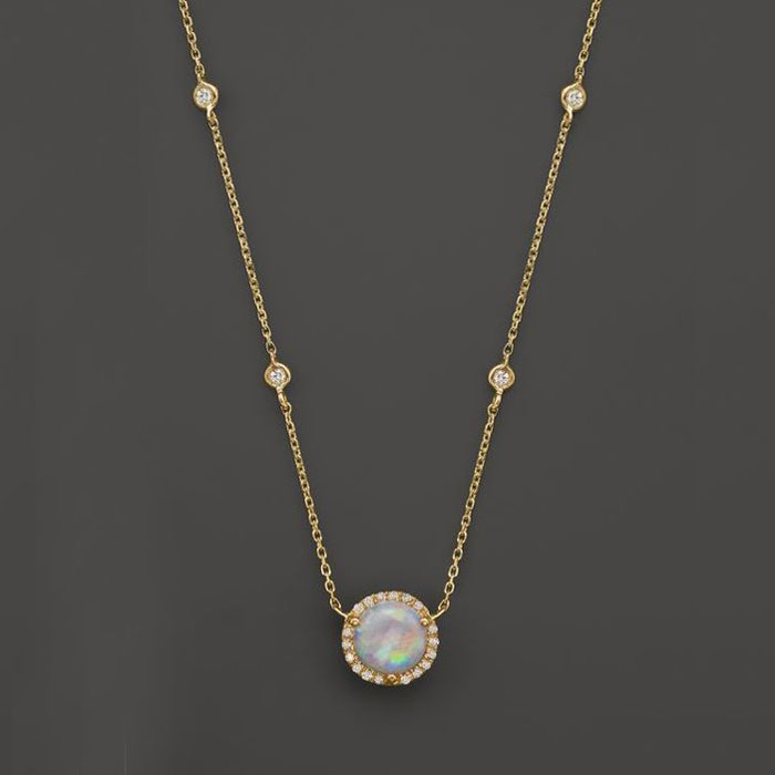 silver gold rose gold 3 color cz station opal necklace fine 925 sterling silver jewelry round geometric charm link chain collar fashion