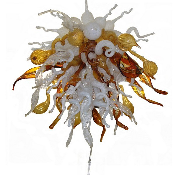 Modern Art Designed Glass Chandelier Amber and White Hand Blown Murano Glass Chihuly Style Foyer Chandelier Light with LED Bulbs
Modern Art Designed Glass Chandelier Amber and White Hand Blown Murano Glass Chihuly Style Foyer Chandelier Light with LED Bulbs