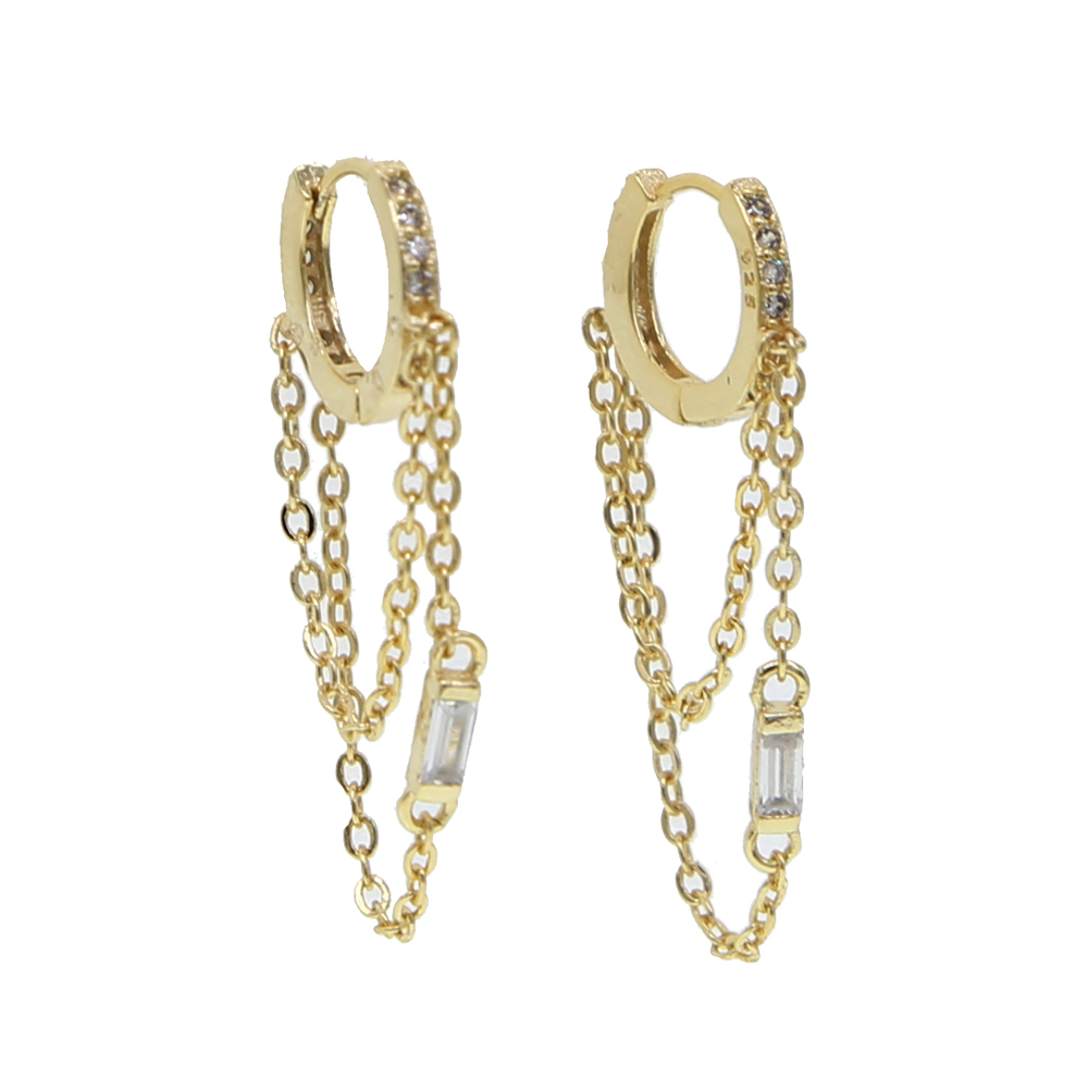tassel chain earring with cz mini hoop gold plated fashion european women ladies gorgeous fashion trendy earrings jewelry
