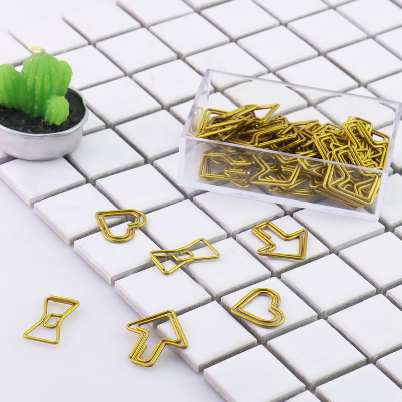 TUTU 50PCS/LOT Metal Material Bow Shape Paper Clip Gold Color Funny Kawaii Bookmark Office School Stationery Marking Clips H0037