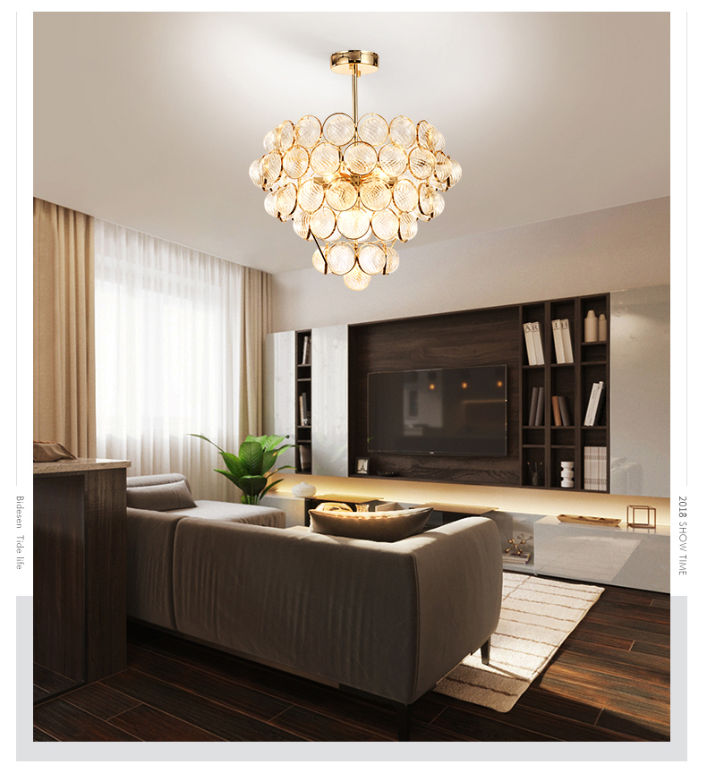 LED Modern Chandelier American Golden Chandeliers Lights Fixture Glass Balls Droplight Foyer Home Hanging Lamps 3 White Light Color Dimmable