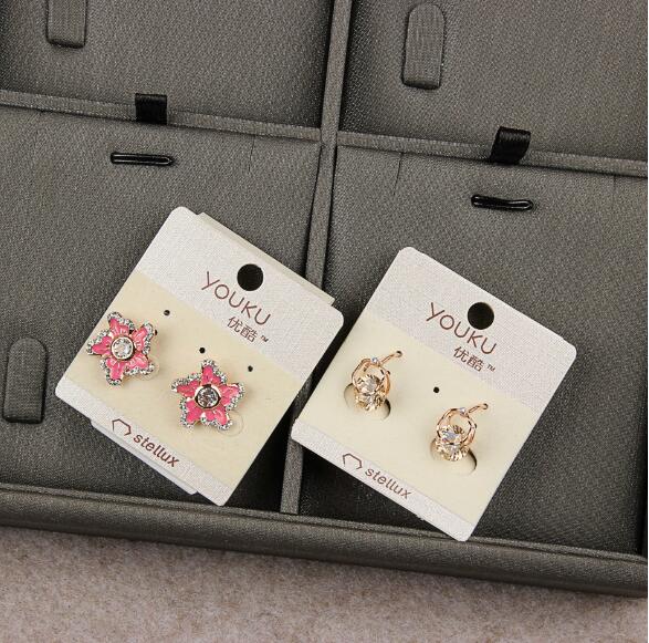 Fashion jewelry mix 20 style 20Pairs/lot delicate Crystal Pearl Flower Earrings Opal gemstone screw Earrings for girl Madam