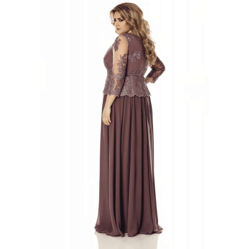 A Vintage E Chiffon Mother Of The Bride Dresses V Neck Sleeve Appliques Sequin Wedding Guest Dress Zipper Back Formal Gowns