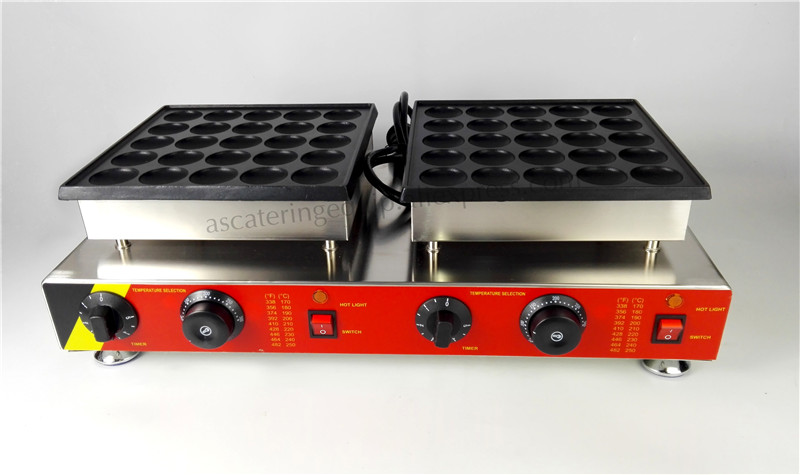 Double Pans Small Pancake Machine Poffertjes Machine with Nonstick Pan Poffertjes Grill Waffle Maker with 50 pcs Moulds6271915