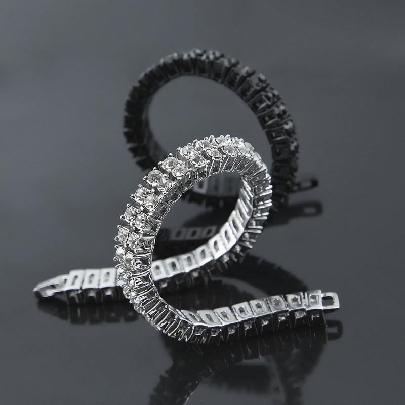 Iced Out Chain Bracelet For Mens Gold Plating Double Row Rhinestone Hip Hop Diamond Tennis Bracelets Jewelry
