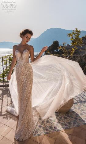 La Petra 2019 Mermaid Wedding Dresses Spaghetti Backless Lace Bridal Gowns abiti da sposa Sweep Train Custom Illusion Wedding Dress Custom
