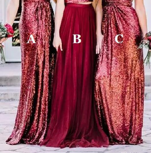 New Cheap Bury Sequin A Line Jewel One Shoulder Floor-Length Bridesmaid Dress Wedding Party Dresses Custom Made