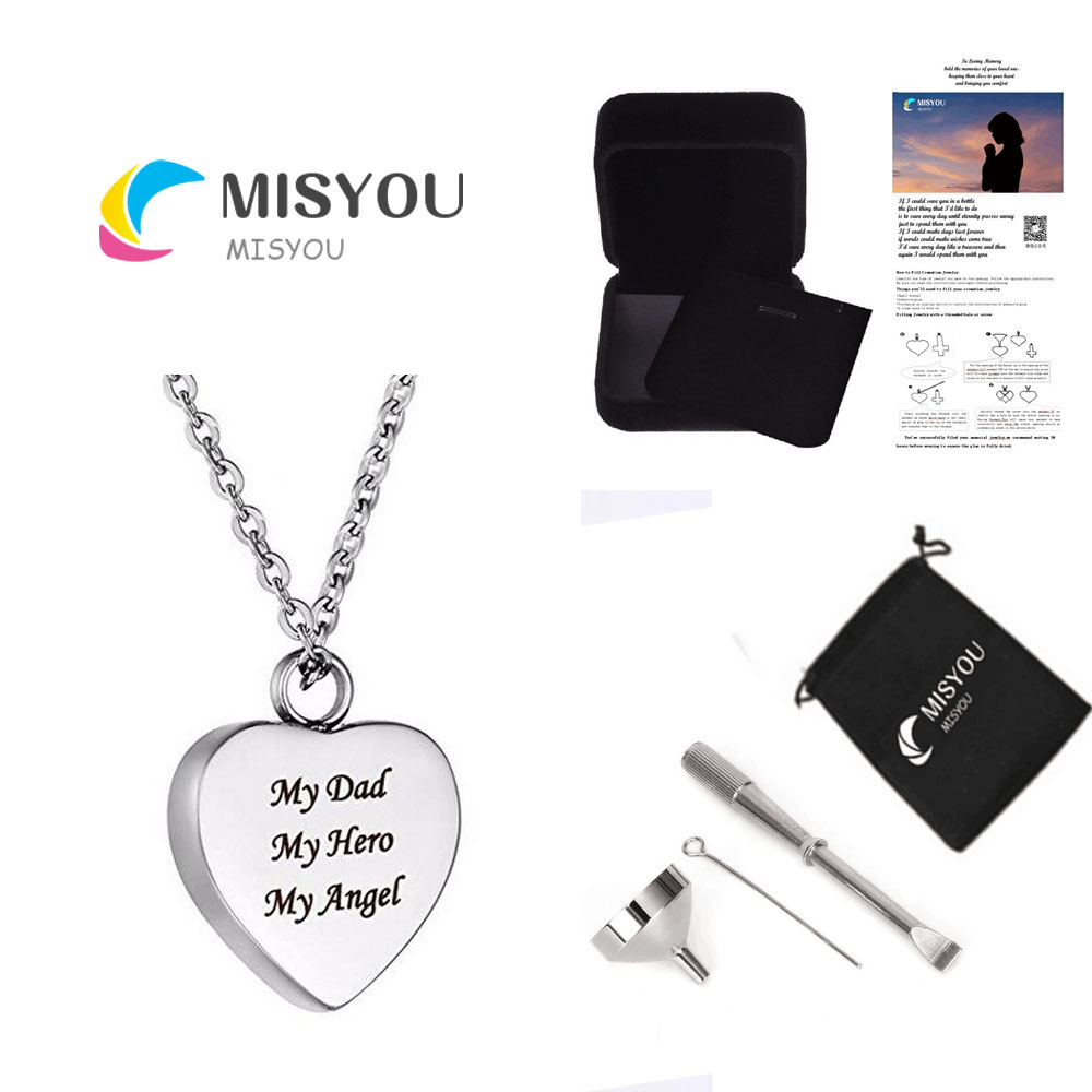 Funeral jewelry can open a heart-shaped carved stainless steel urn to remember the ashes of a family's pet hair pendant necklace
Funeral jewelry can open a heart-shaped carved stainless steel urn to remember the ashes of a family's pet hair pendant necklace