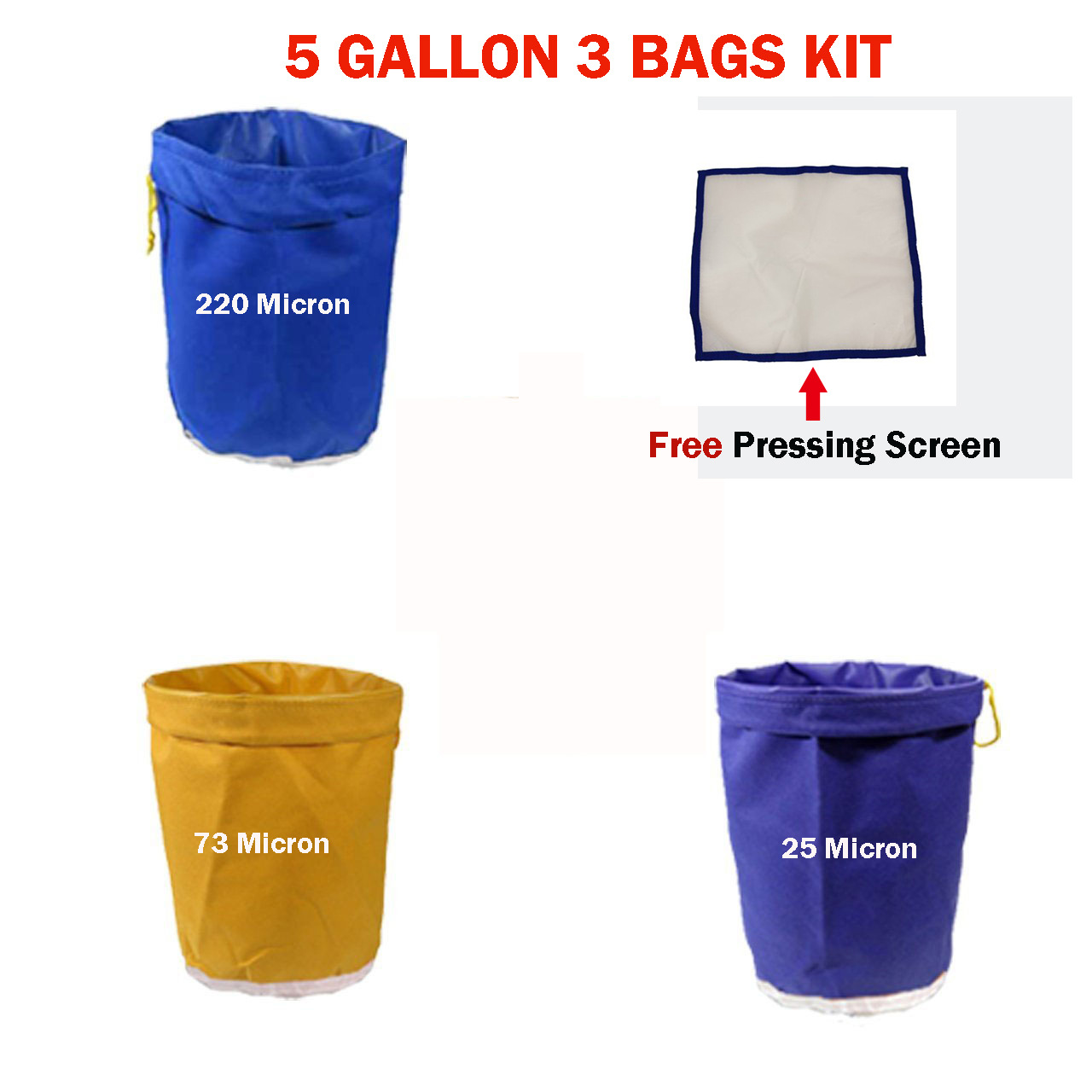Filter Bag 5 Gallon 3 Bag Set Bubble Plant Garden Grow Bag Hash Herbal Ice Essence Extractor Kit Extraction Bags with Pressing Screen
Filter Bag 5 Gallon 3 Bag Set Bubble Plant Garden Grow Bag Hash Herbal Ice Essence Extractor Kit Extraction Bags with Pressing Screen