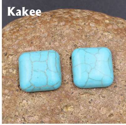 Kakee Square Charms Flat back Natural Gem Stone Rings Cabochon Turquoises Beads for Jewelry Making DIY Handmade Accessories