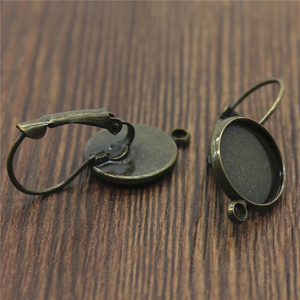 10pcs/lot 3 Colors Fit 12mm Glass Cabochon High Quality Copper Material French Lever Back Earrings Settings Base Connector
