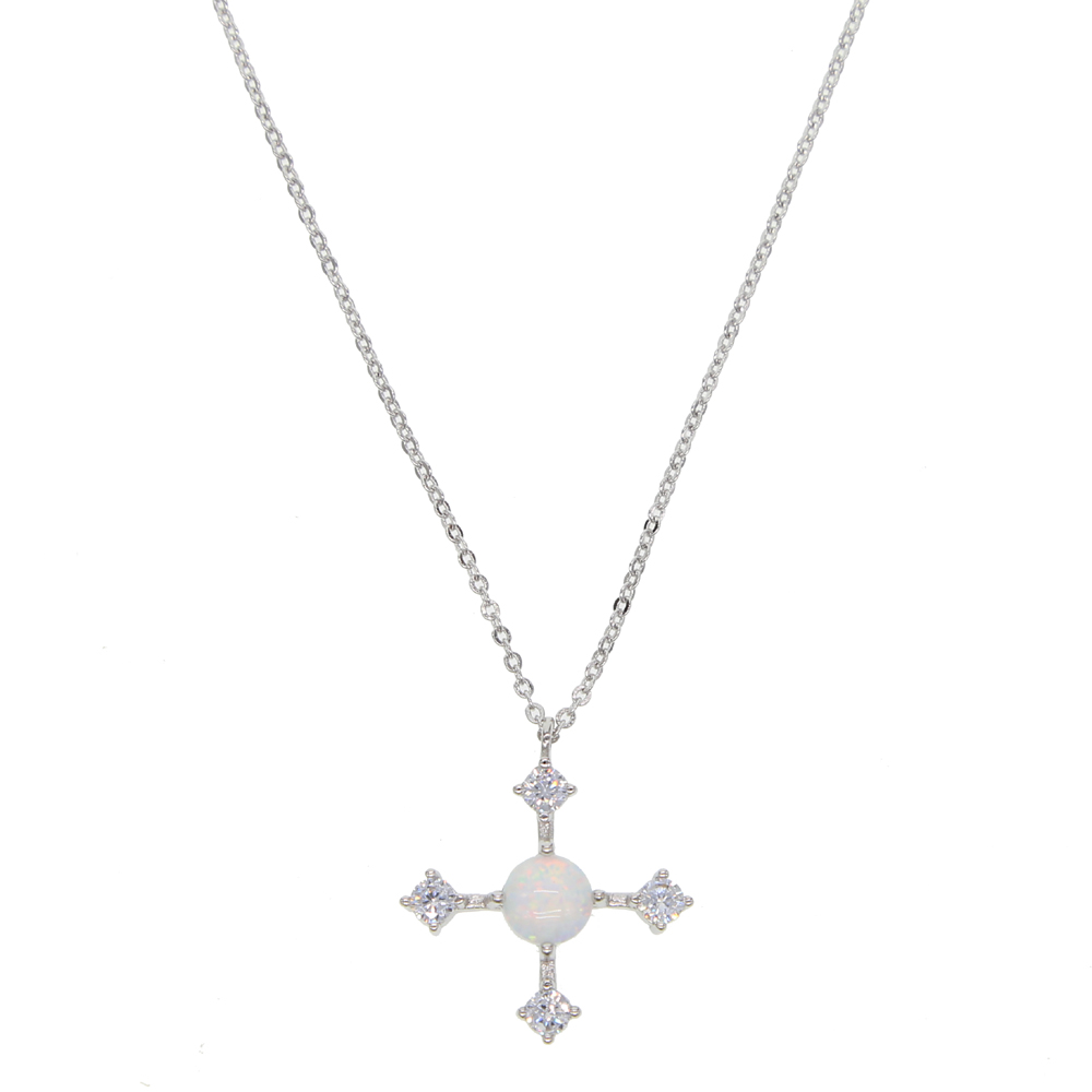 Cross necklace for women classic design fashion jewelry CZ OPAL diamond cross pendant charm high quality women gorgeous jewelry