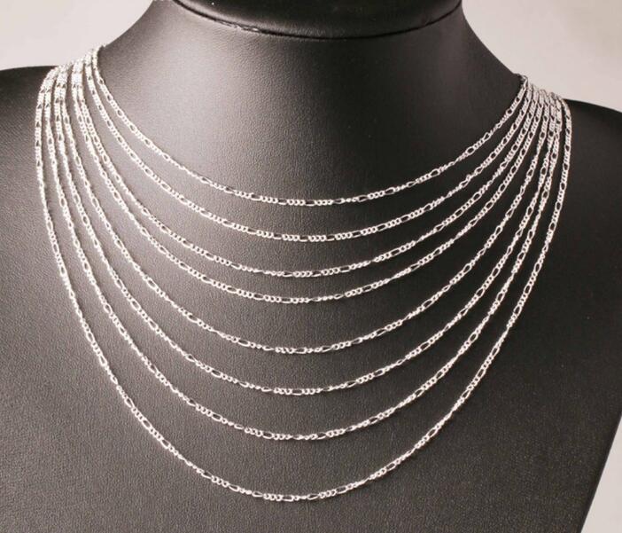 hot sales Fine 925 Sterling Silver Necklace 2MM 16-30" Classic Curb Chain Link Italy Man woman Necklace 15pcs/lot