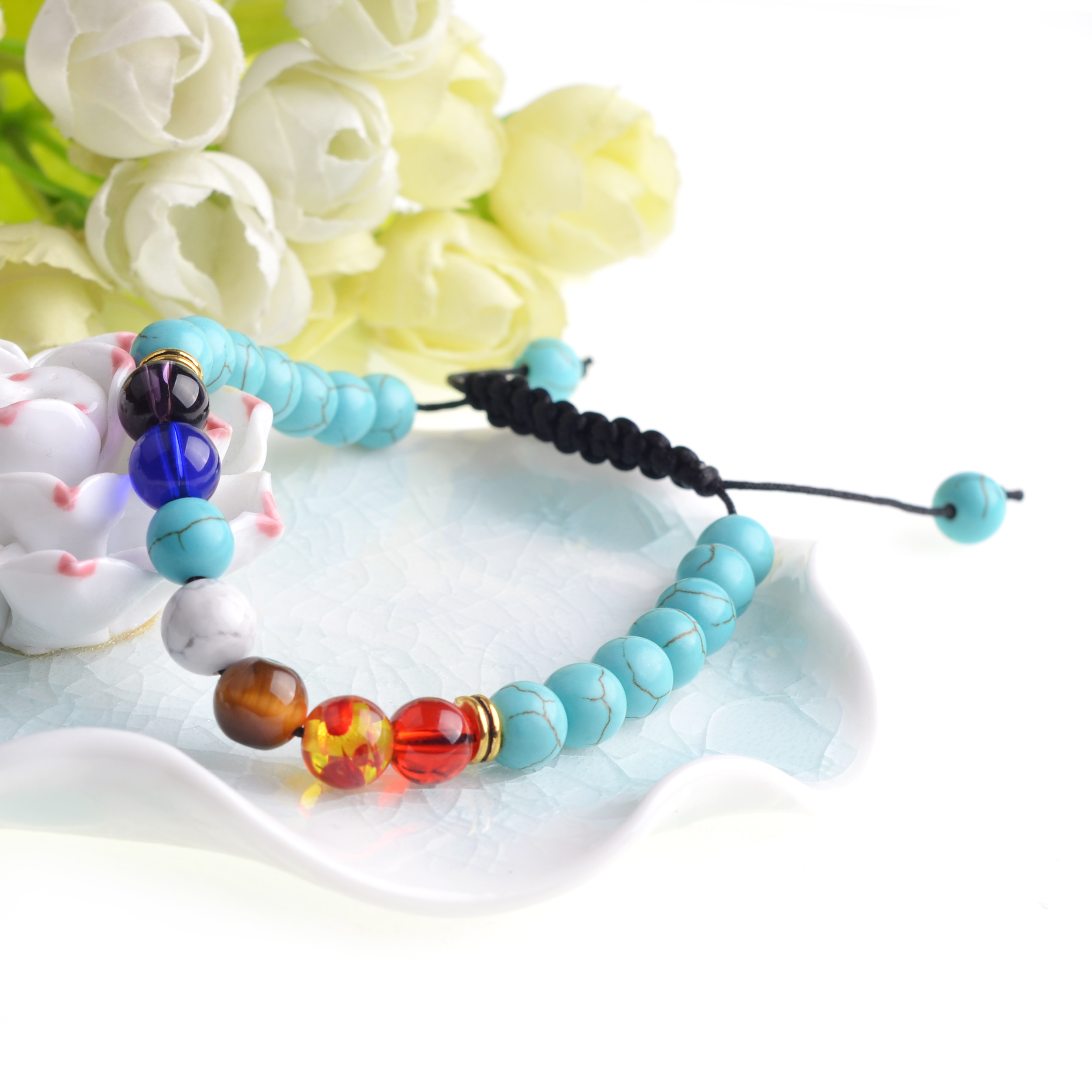 Seven Chakra Bracelets Men and Women Fashion Personality Popular Aromatherapy Essential Oil Diffuser Bracelet Braided Rope