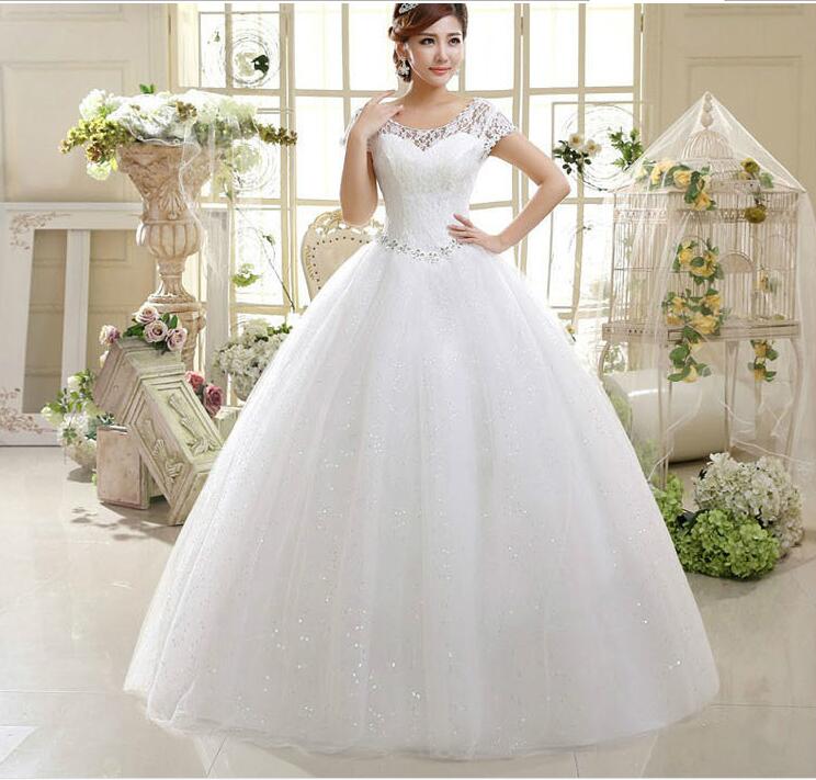 New Korean Style Wedding Bridal Dresses Double Shoulders Lace Up Large Size Wedding Dress Vestido Casamento