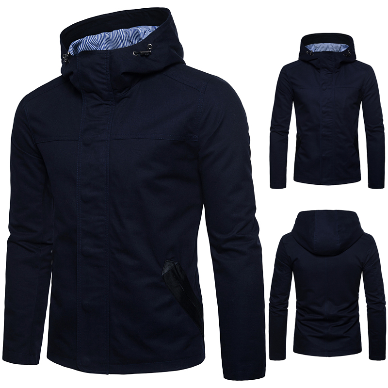 2018Autumn outfit new men jacket, cultivate one's morality hooded jacket pure color coat, Navy blue
2018Autumn outfit new men jacket, cultivate one's morality hooded jacket pure color coat, Navy blue