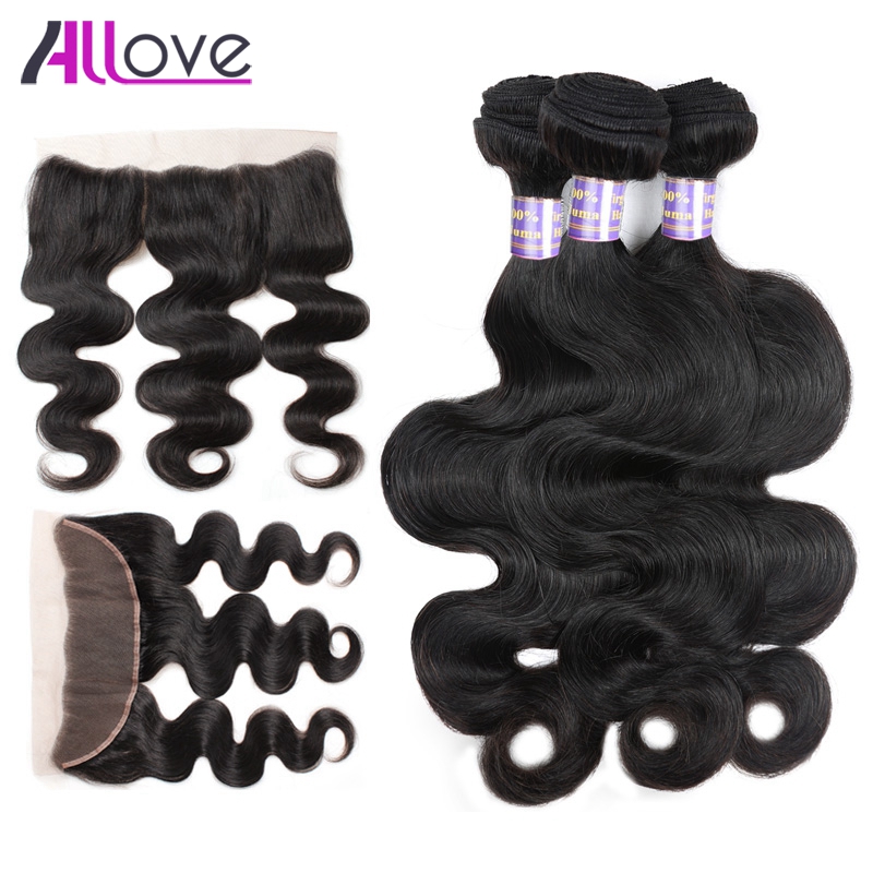 Allove Wholesale 8A Brazilian Wefts Extensions Body Wave Human Hair Bundles With 13x4 Lace Frontal Closure for Women All Ages Jet Black 8-28 inch, Natural color
Allove Wholesale 8A Brazilian Wefts Extensions Body Wave Human Hair Bundles With 13x4 Lace Frontal Closure for Women All Ages Jet Black 8-28 inch, Natural color