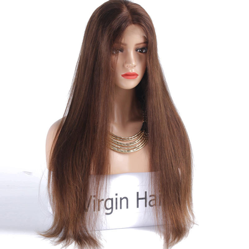 Wholesale Price Brazilian Virgin Hair Lace Wig 4# Silk Straight 20inch 22inch 24inch Hair Wigs Free Shipping