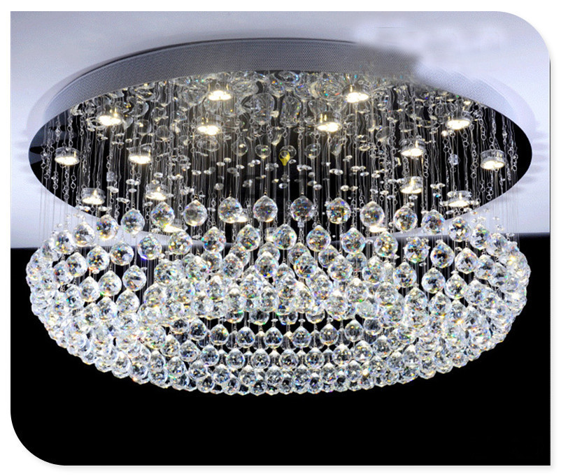 Contemporary Round LED Crystal Chandelier Rain drop K9 Crystals Celling Lamp Flush Mount Indoor Lighting