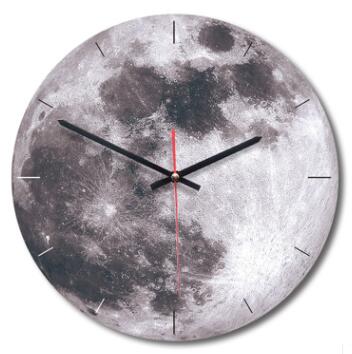 Moon Wall Clock Planet Circular Wall Hanging Clock Acrylic Wooden Clocks For Living Room Home Decoration